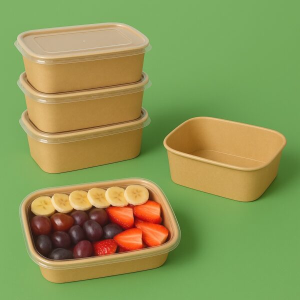Rectangle Paper Container Kraft With Pp Lid - Pacific Designs